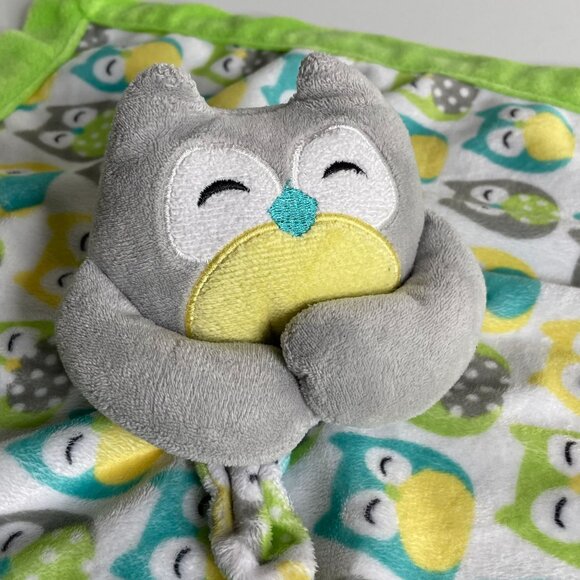 Carters Owl Plush Security Blanket Lovey Green Gray Baby Comfort Replacement - Picture 3 of 6